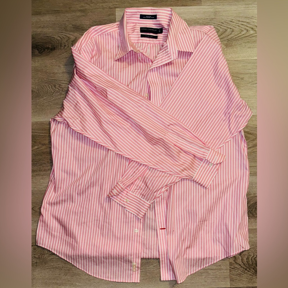 Daniel Cremieux Pink and White Striped Dress Shirt